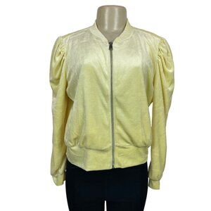 Generation Love Women's Yellow Revolve Blair Bomber Puff Sleeves Sweater Sz L -